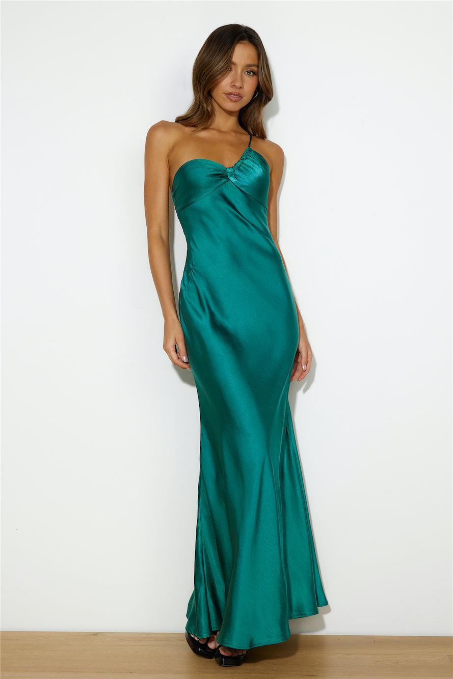 Silk Statement Satin Maxi Dress Teal Product Image