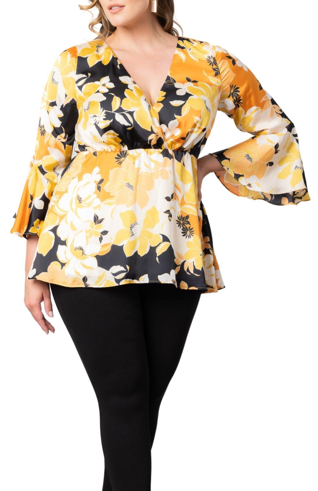 Honey Satin Bell Sleeve Top - Plus Product Image