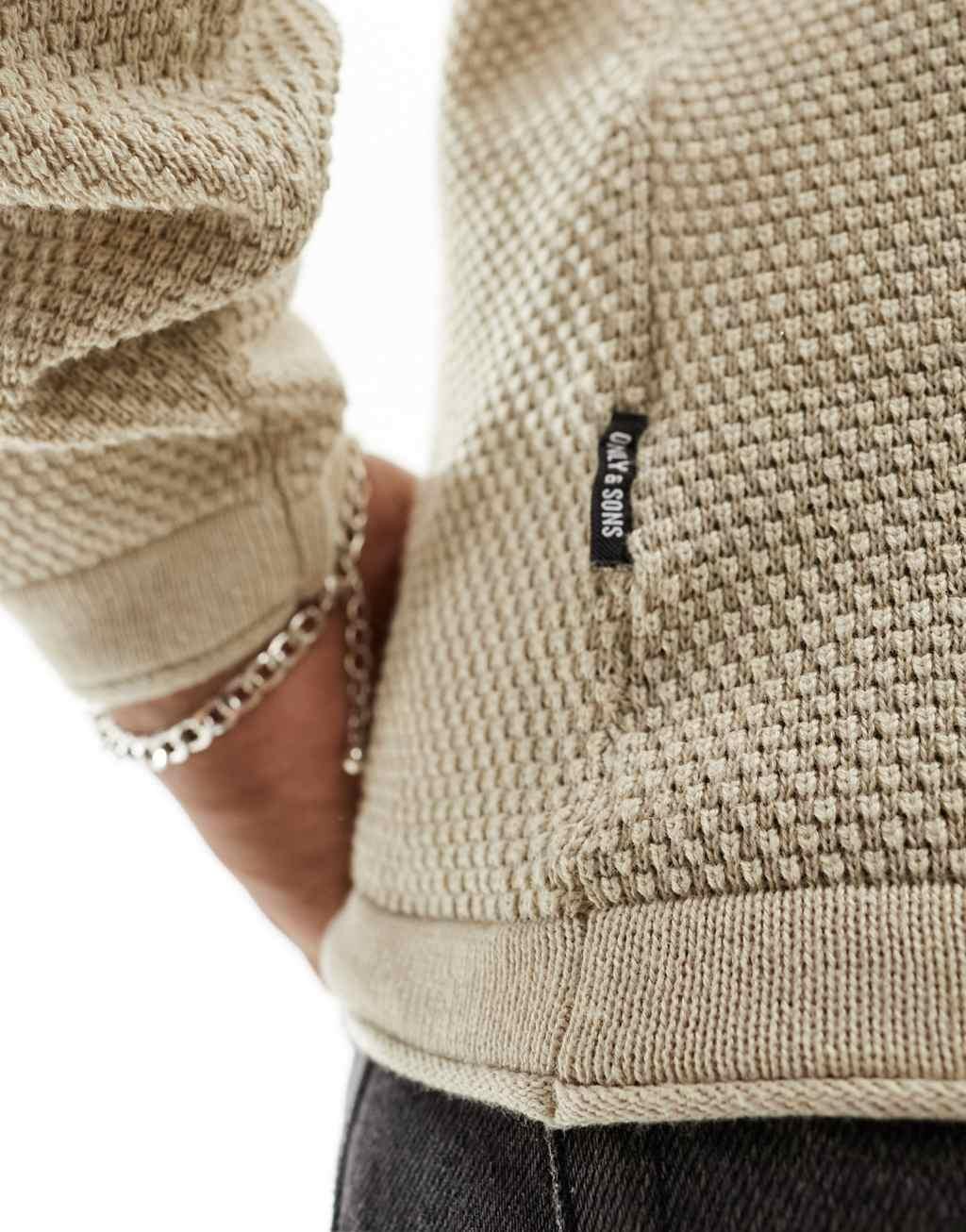 Only & Sons crew neck textured knit sweater Product Image