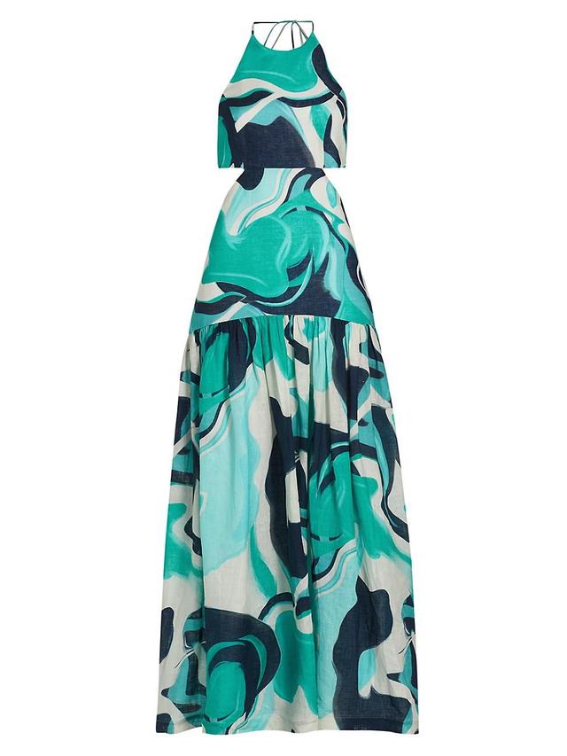 Womens Rosalia Printed Linen Maxi Dress Product Image