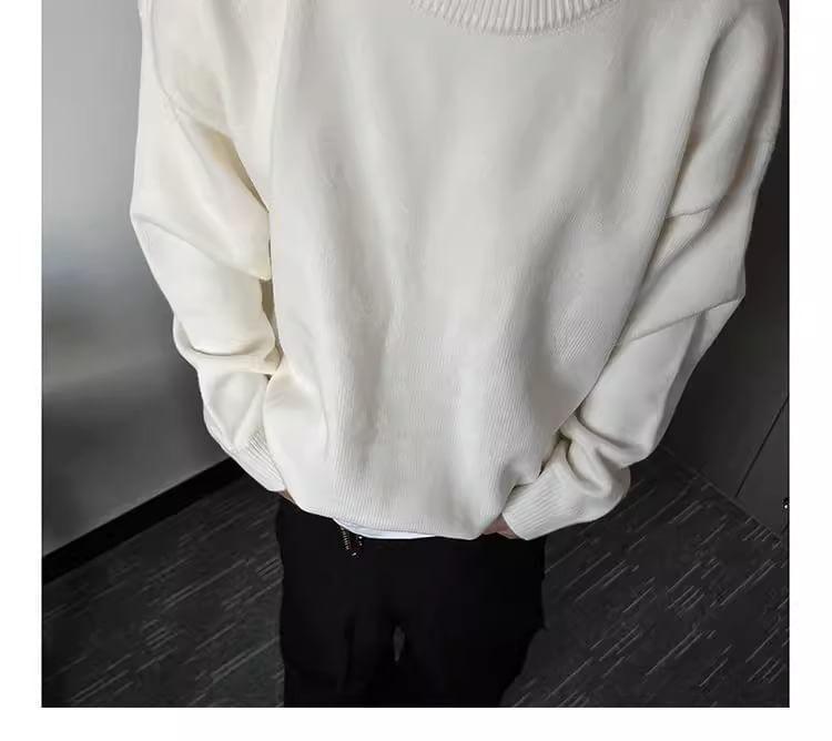 Crew Neck Plain Sweater Product Image