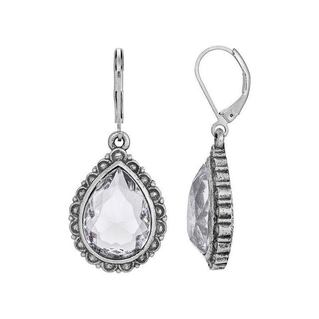 1928 Silver Tone Teardrop Earrings, Womens, Red Product Image