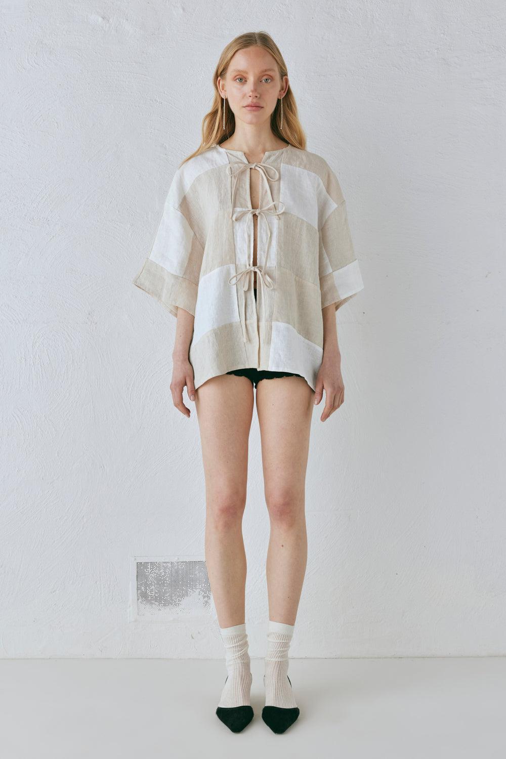 Naomi Linen Smock Top Natural Product Image