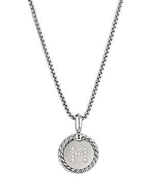 Womens M Initial Charm Necklace in Sterling Silver Product Image