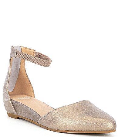 Eileen Fisher Ingle Metallic Suede Ankle Strap Wedge Pumps Product Image