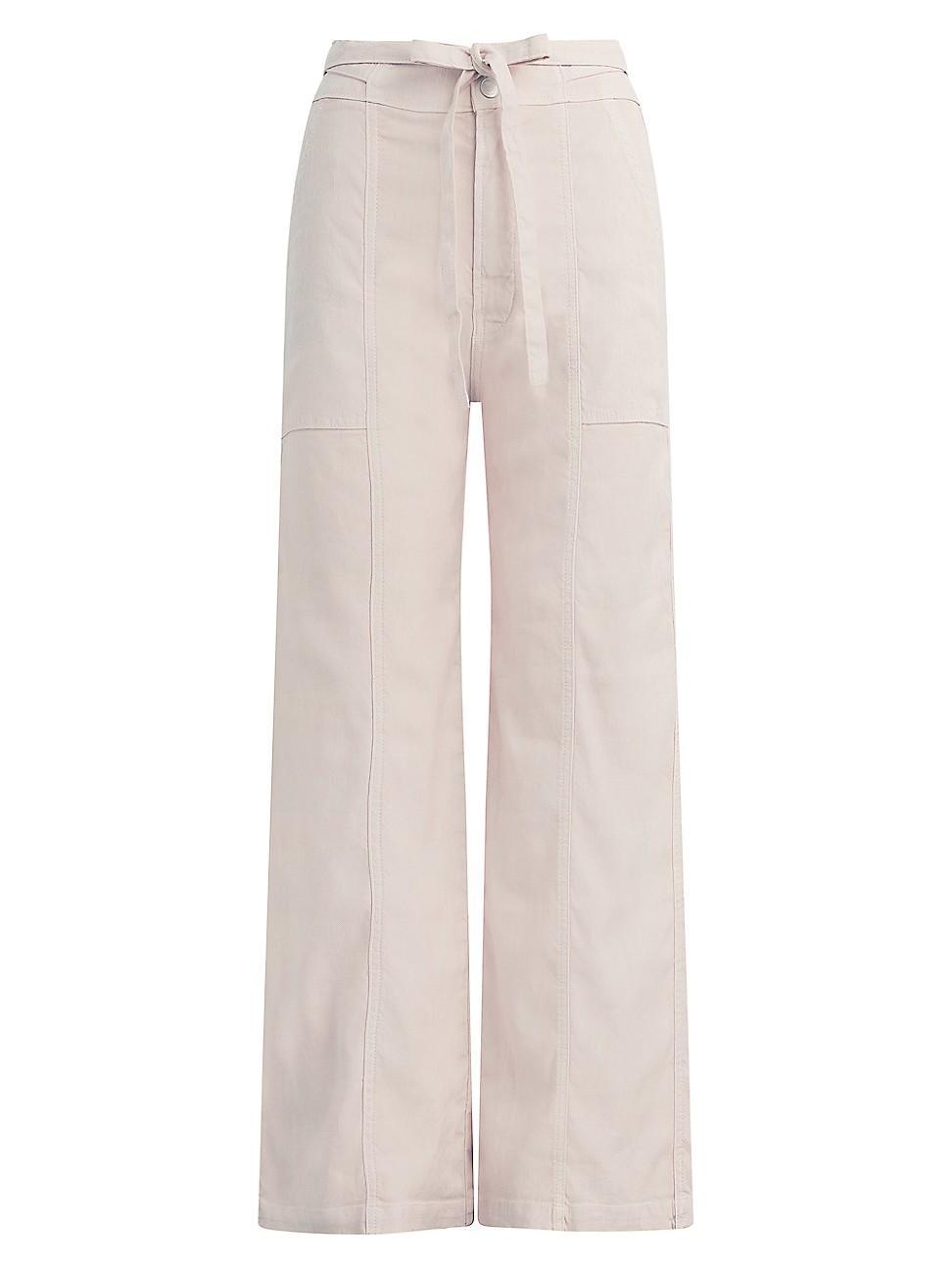 Womens Tie-Waist Linen-Blend Trousers Product Image