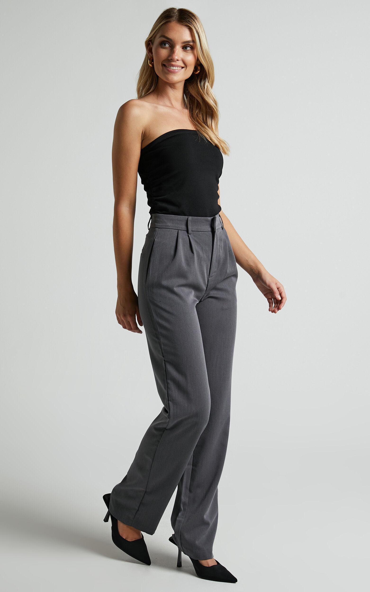 Lorcan Pants - High Waisted Tailored Pants in Charcoal Product Image