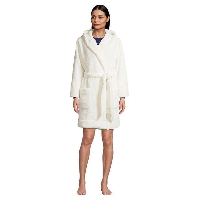 Womens Lands End Sherpa Fleece Hooded Robe Product Image