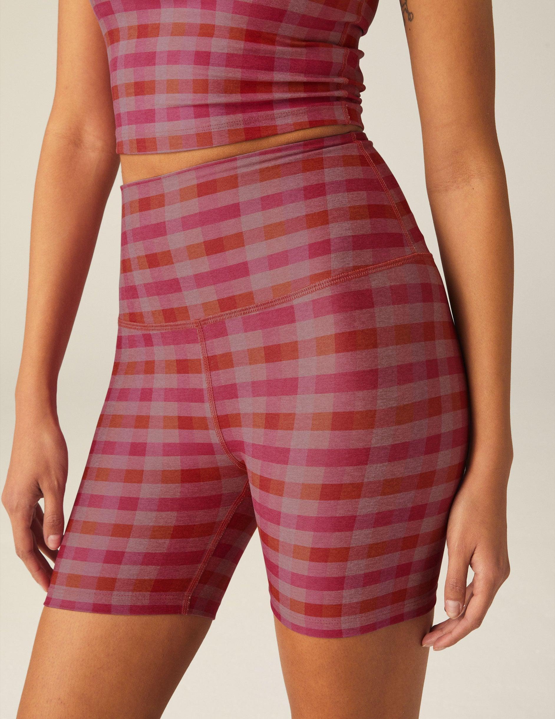 Pink Gingham SoftMark Keep Pace Biker Short Product Image