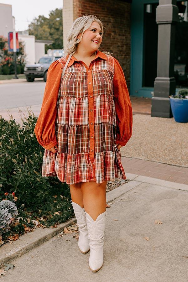 Fall Vibes Plaid Mini Dress Curves product image