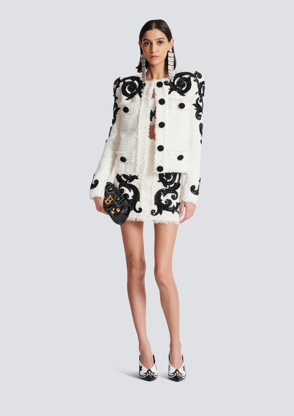 BALMAIN Sequin-embellished Tweed Jacket In White Product Image