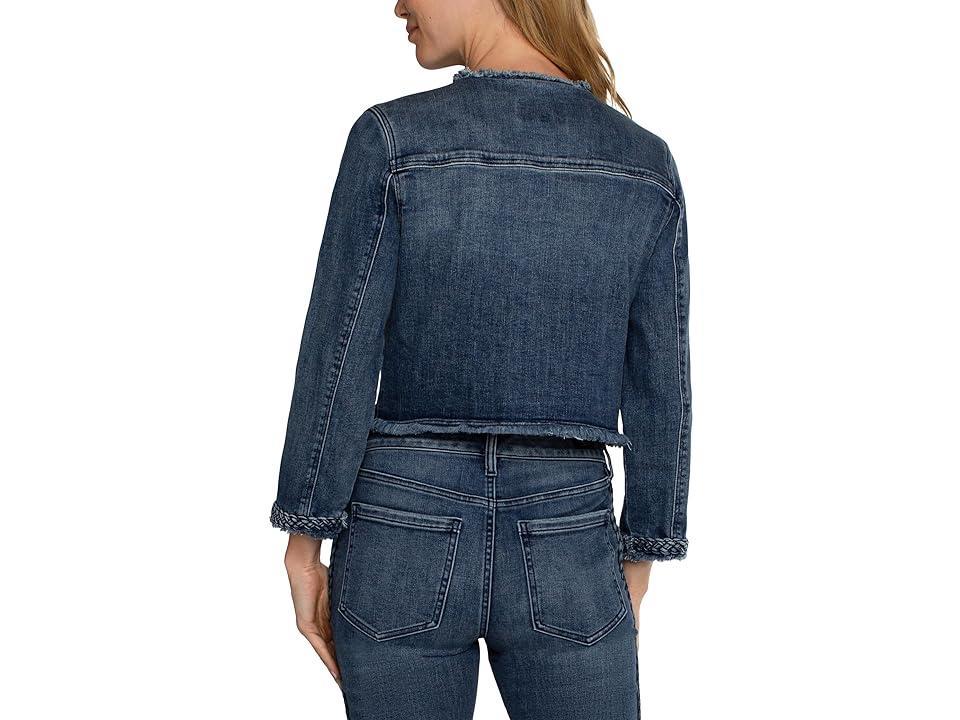 Liverpool Los Angeles Denim Jacket with Braid Detail Stretch Denim (Ponderay) Women's Vest product image