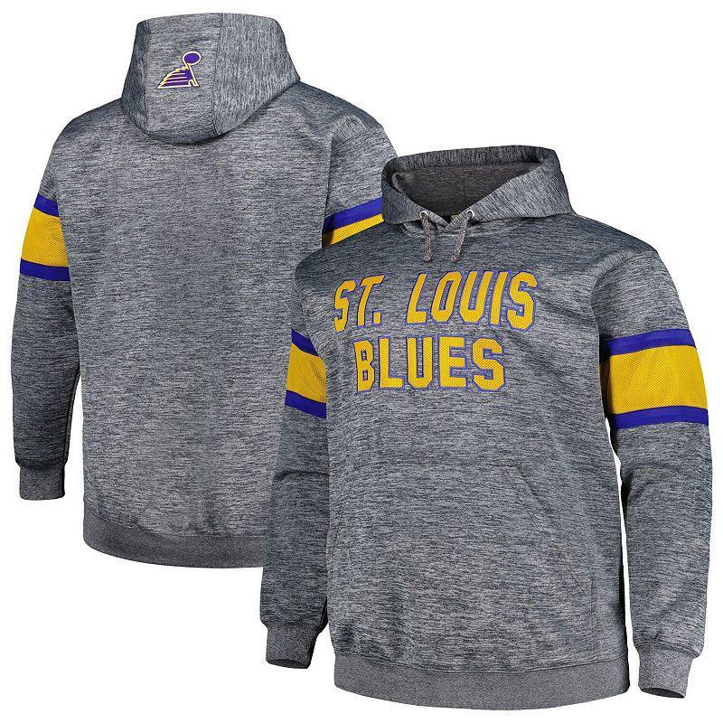 Mens Heather Charcoal St. Louis Blues Big & Tall Stripe Pullover Hoodie Product Image