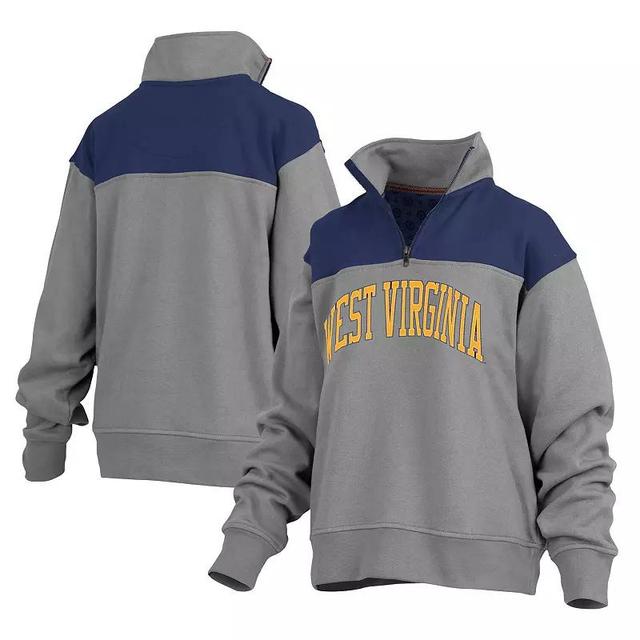 Womens Pressbox Gray West Virginia Mountaineers Avon Fleece Quarter-Zip Jacket Product Image