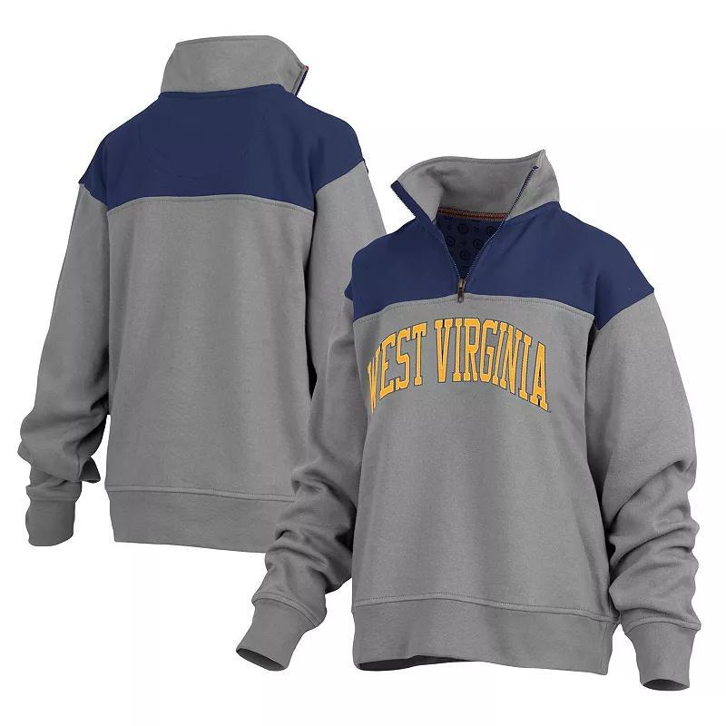 Womens Pressbox Gray West Virginia Mountaineers Avon Fleece Quarter-Zip Jacket Product Image