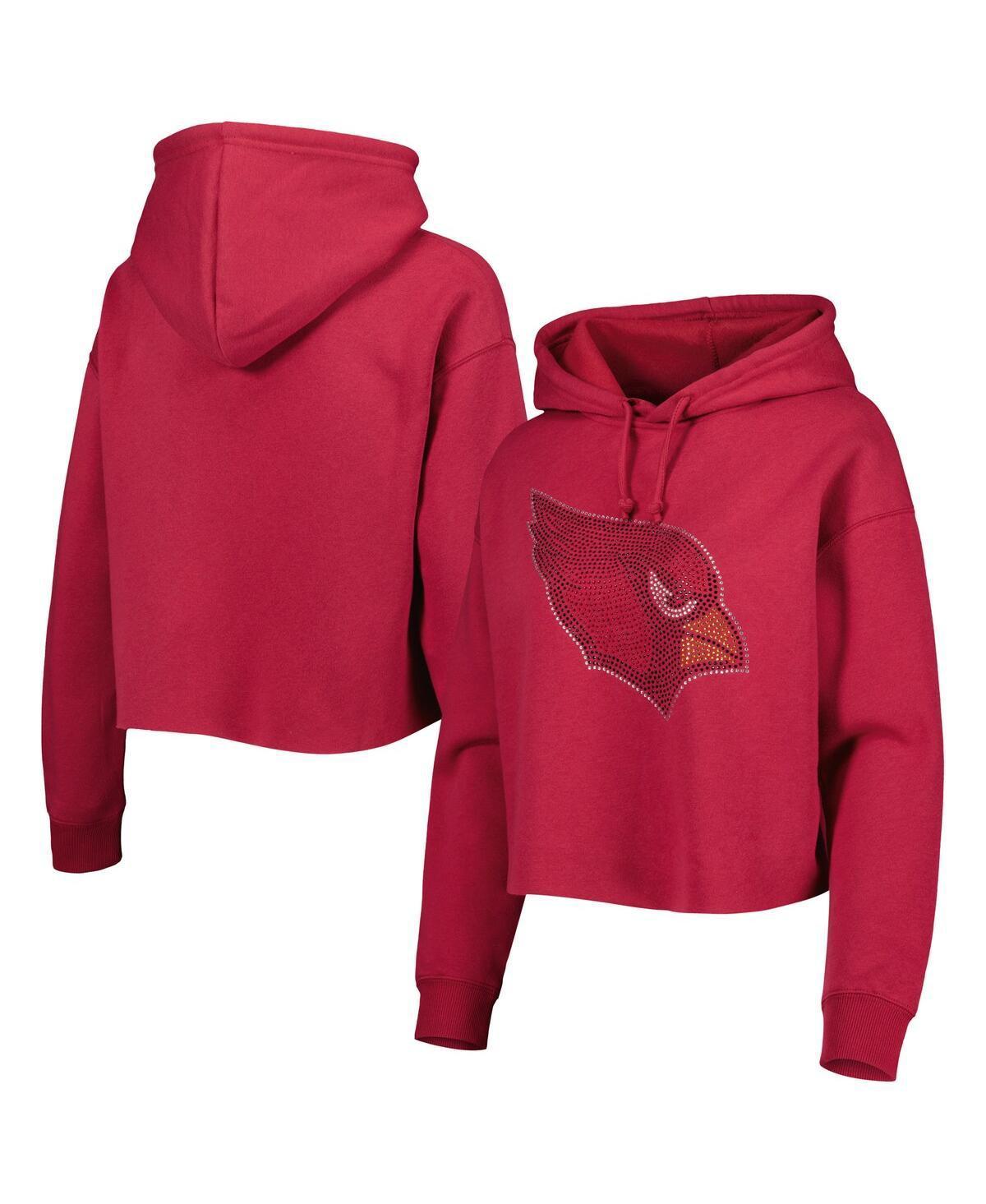 Womens Cuce Cardinal Arizona Cardinals Crystal Logo Cropped Pullover Hoodie Product Image