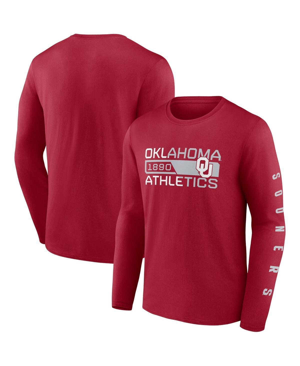 Mens Fanatics Branded Crimson Oklahoma Sooners Broad Jump 2-Hit Long Sleeve T-Shirt Product Image