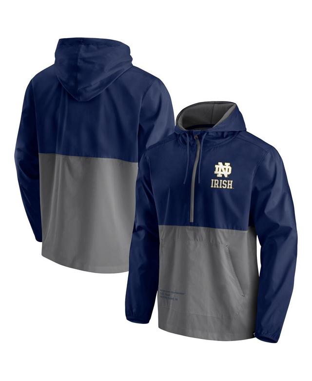 Mens Fanatics Navy Notre Dame Fighting Irish Thrill Seeker Half-Zip Hoodie Anorak Jacket - Navy Product Image