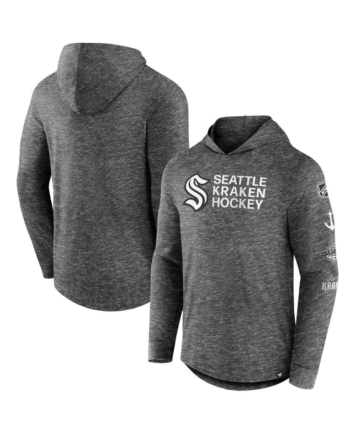 Mens Fanatics Branded Heather Charcoal Seattle Kraken Stacked Long Sleeve Hoodie T-Shirt Product Image