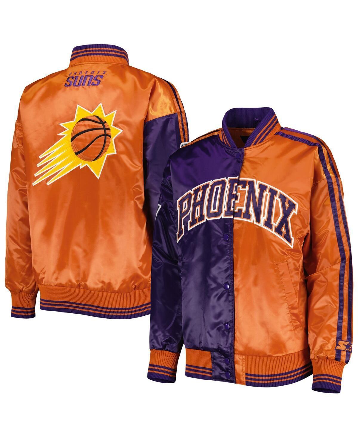 Womens Starter Purple/Orange Phoenix Suns Split Colorblock Satin Full-Snap Varsity Jacket Product Image