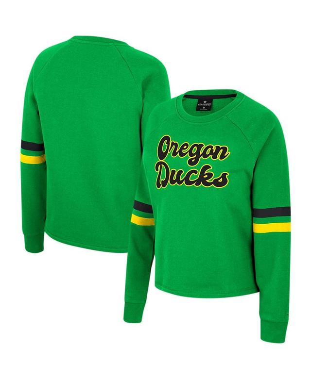 Womens Colosseum Green Oregon Ducks Talent Competition Raglan Pullover Sweatshirt Product Image