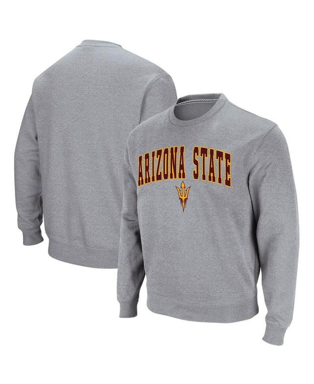 Mens Colosseum Heather Gray Arizona State Sun Devils Arch & Logo Pullover Sweatshirt Product Image