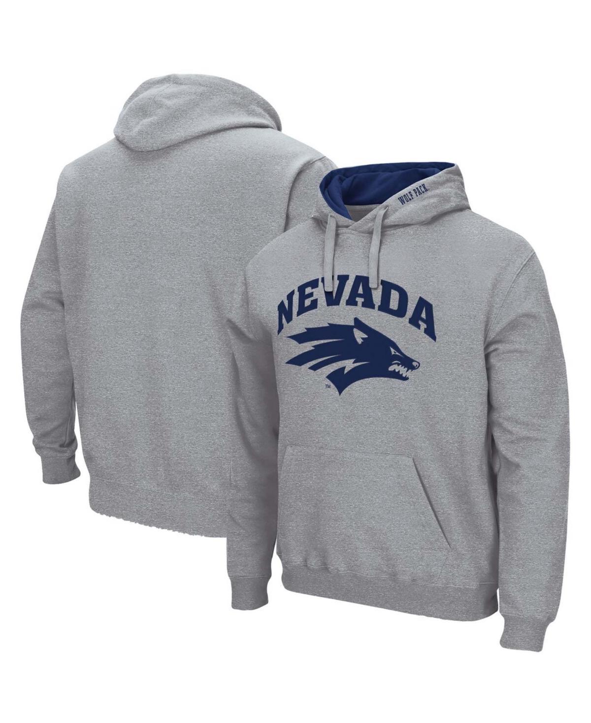 Mens Colosseum Heathered Gray Nevada Wolf Pack Arch and Logo Pullover Hoodie Product Image