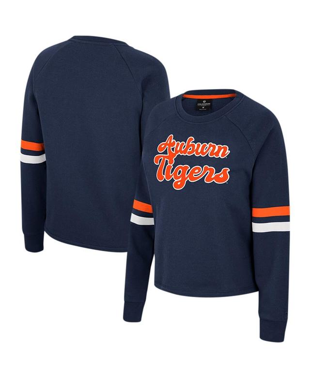 Womens Colosseum Navy Auburn Tigers Talent Competition Raglan Pullover Sweatshirt Product Image