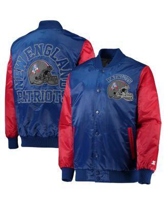 Mens Starter Royal/Red New England Patriots Locker Room Throwback Satin Varsity Full-Snap Jacket Product Image