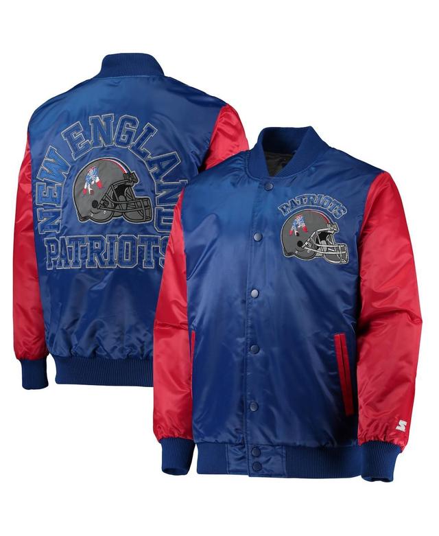 Mens Starter Royal/Red New England Patriots Locker Room Throwback Satin Varsity Full-Snap Jacket Product Image