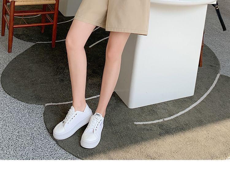 High Waist Plain Shorts Product Image