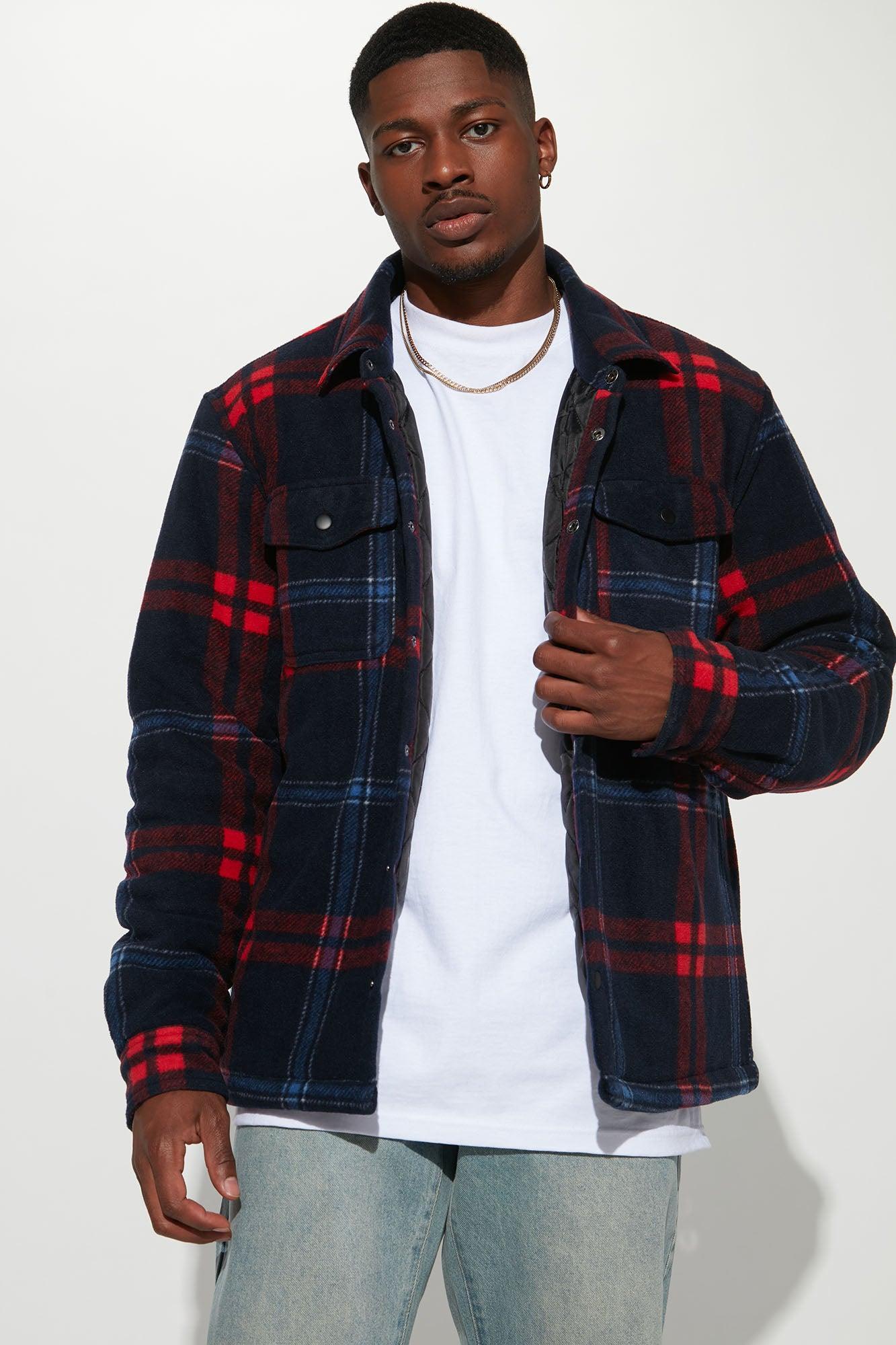 New Look Flannel Shacket - Navy/Red Product Image