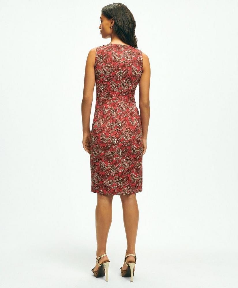 Paisley Split-Neck Beaded Sheath Dress In Cotton Blend Product Image