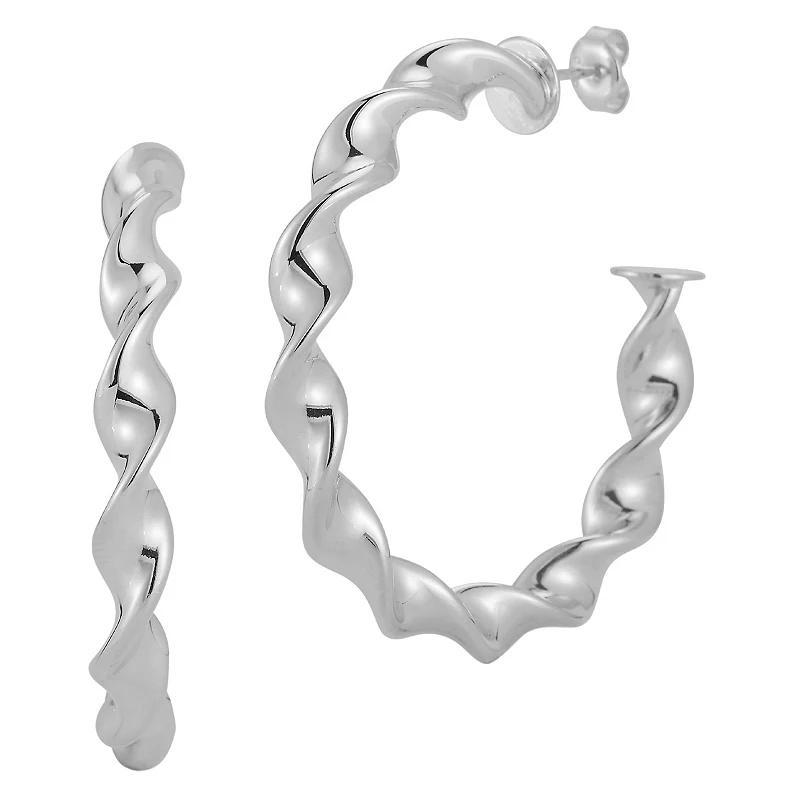 Sunkissed Sterling XL Twist Hoop Earrings, Womens, Silver Tone Product Image