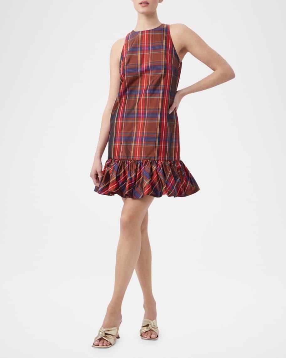 Berry Plaid-Print Flounce Mini Dress product image