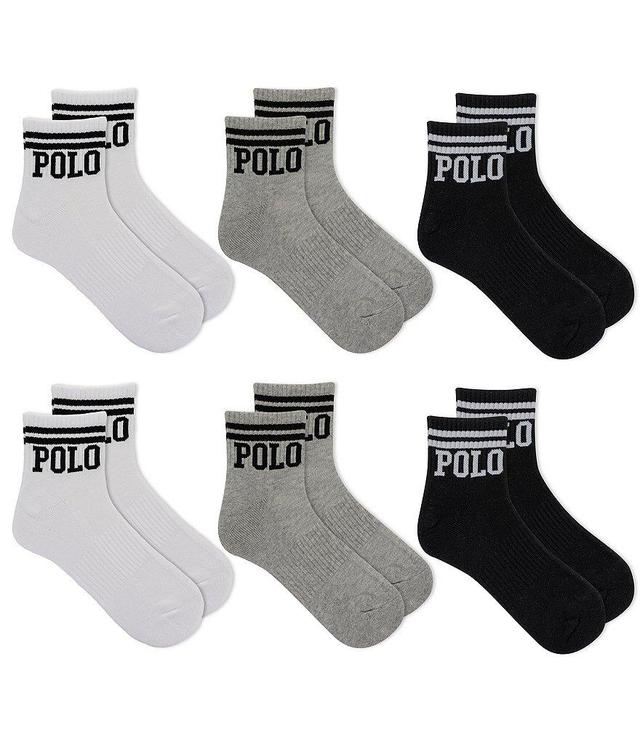 Polo Ralph Lauren Stripe/Logo Quarter Socks 6-Pack Product Image