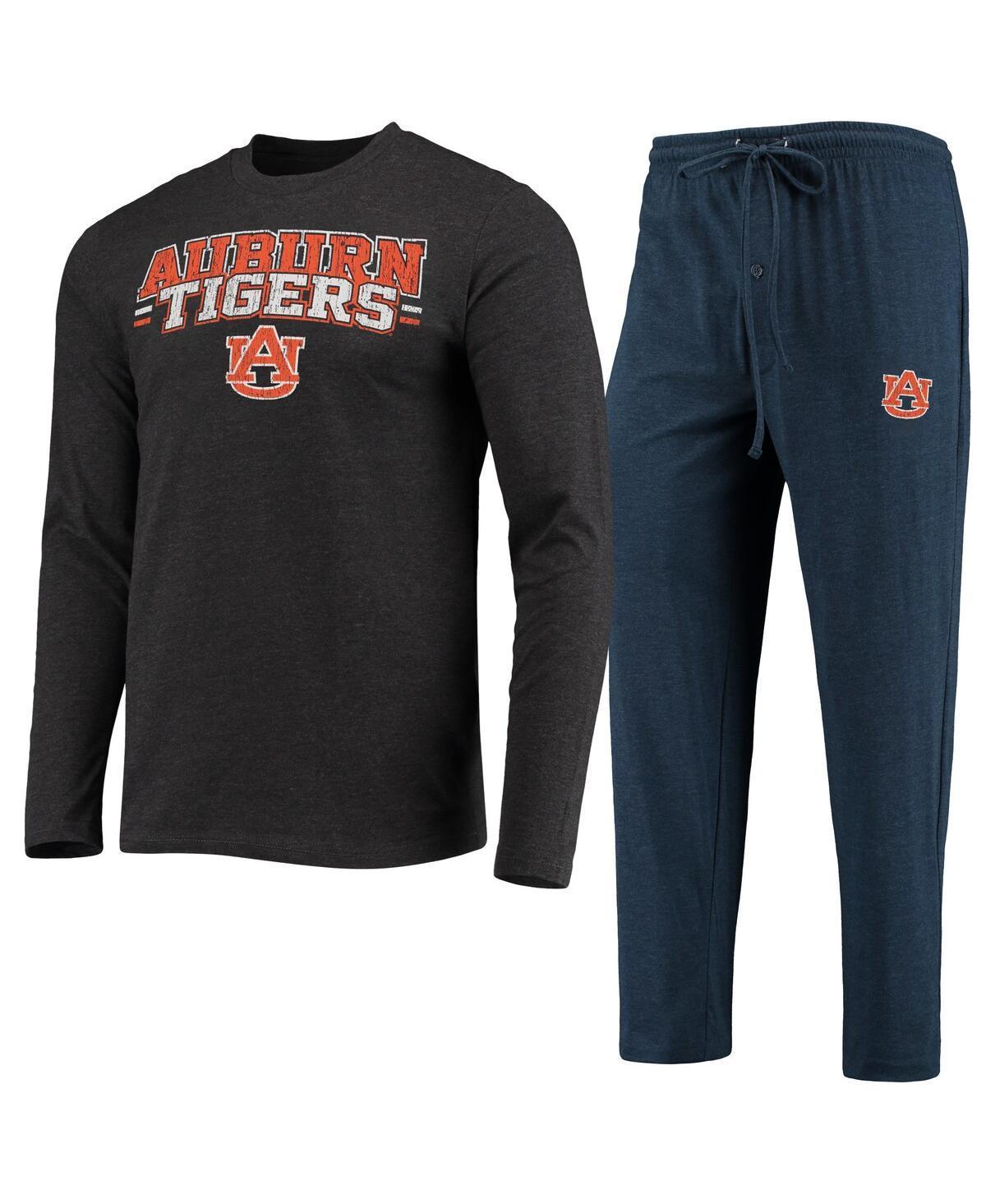 Mens Concepts Sport /Heathered Charcoal Auburn Tigers Meter Long Sleeve T-Shirt & Pants Sleep Set Blue Product Image