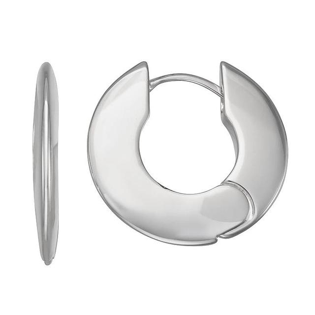 Napier Silver Tone Flat Hoop Earrings, Womens Product Image