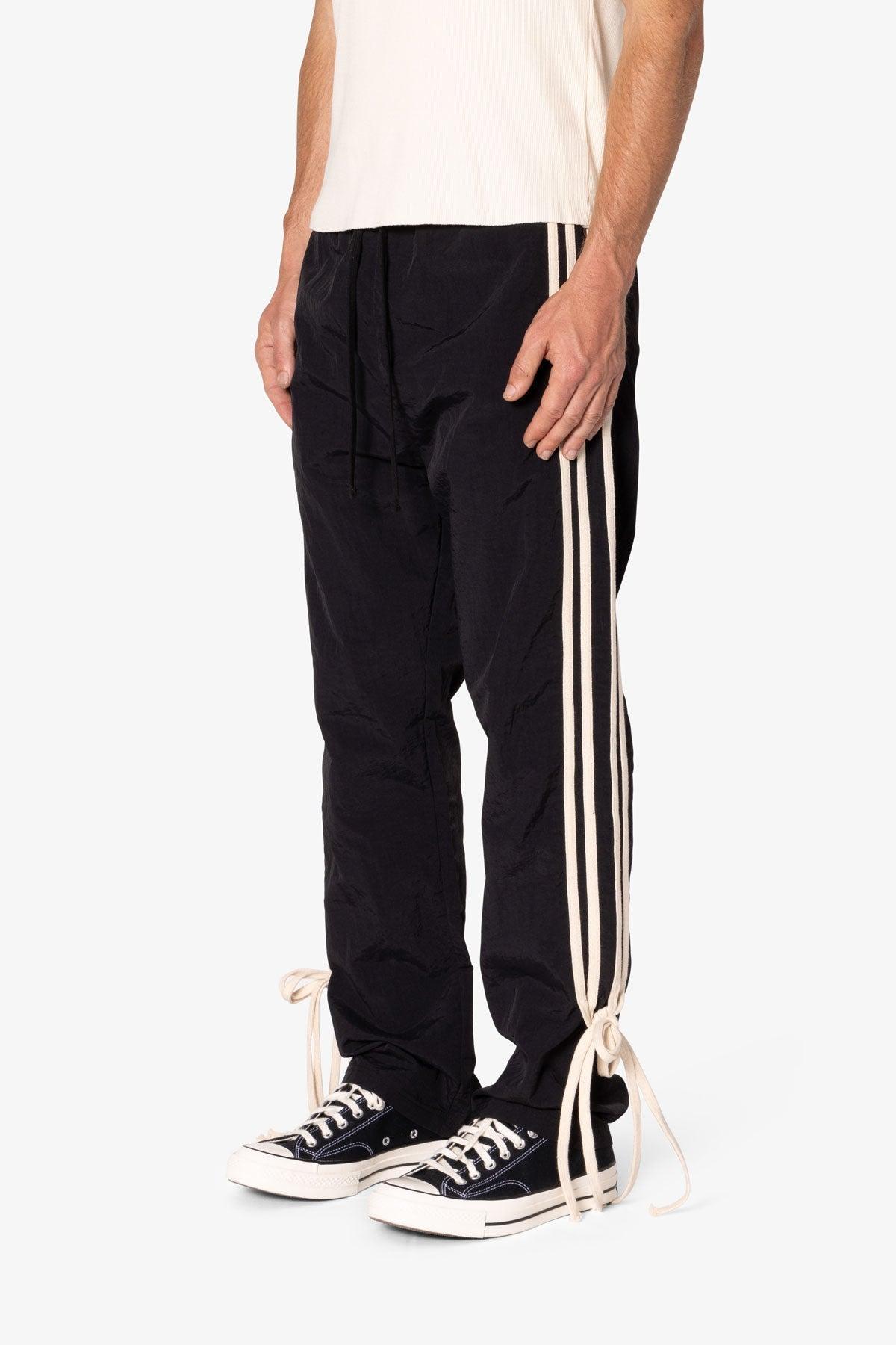 Tied Stripe Track Pants - Black Product Image