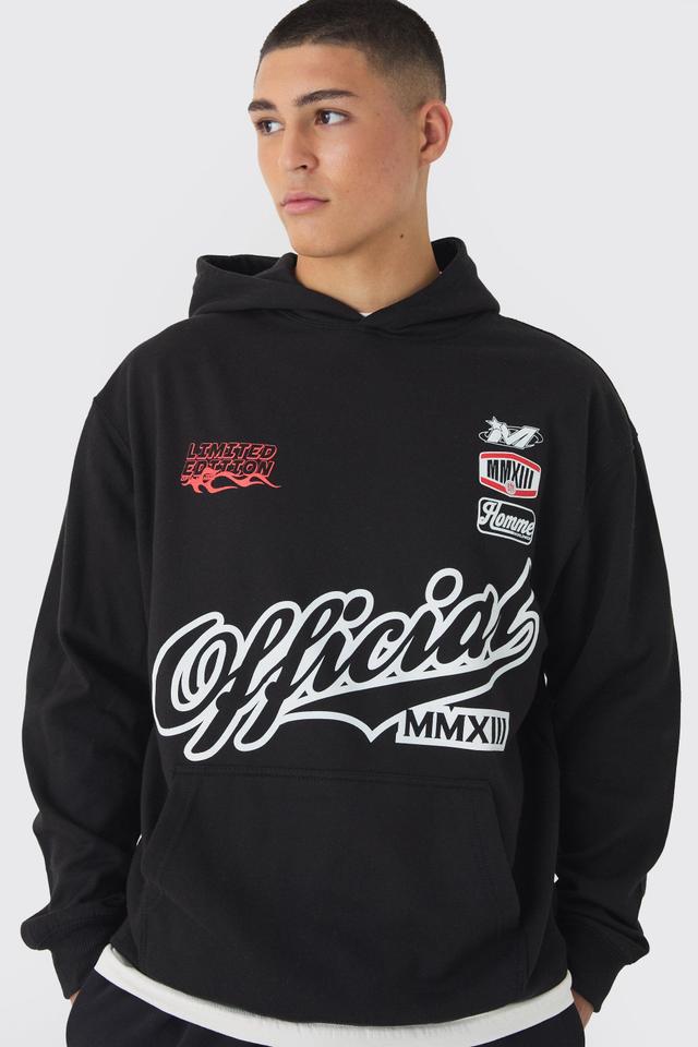 Oversized Official Varsity Print Hoodie | boohooMAN USA Product Image