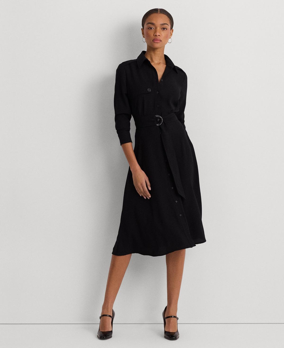 Lauren Ralph Lauren Womens Belted Double-Faced Georgette Shirtdress Product Image