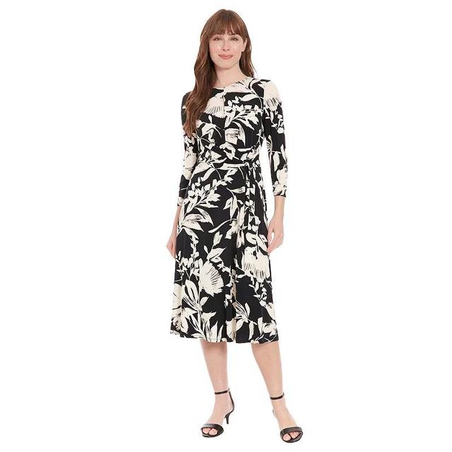 Petite London Times Floral Keyhole Neck Fit & Flare Dress, Womens Product Image