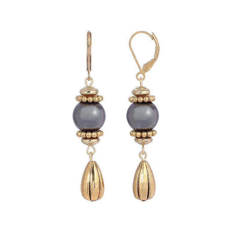 2028 Semi-Precious Fluted Bead Lever Back Earrings Product Image