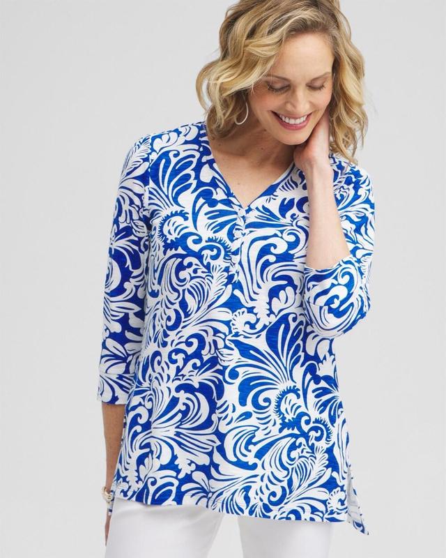 Scrolls Henley Side Slit Tunic Product Image