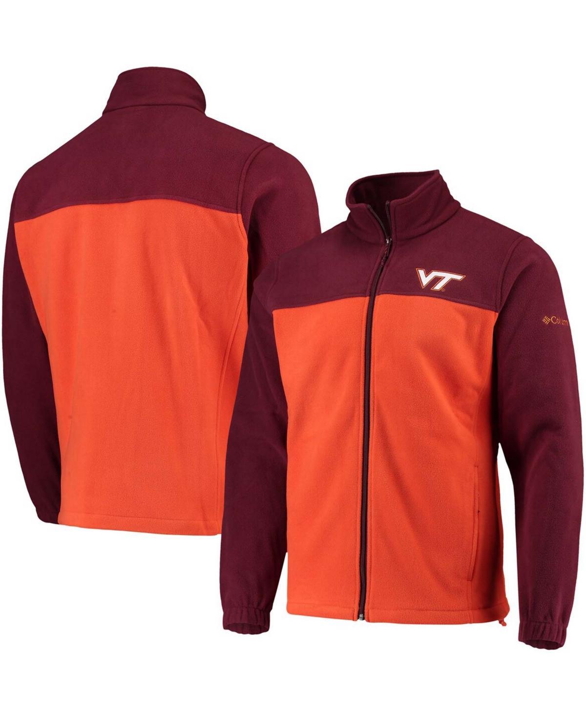 Mens Columbia Maroon/Orange Virginia Tech Hokies Flanker III Fleece Team Full-Zip Jacket Product Image