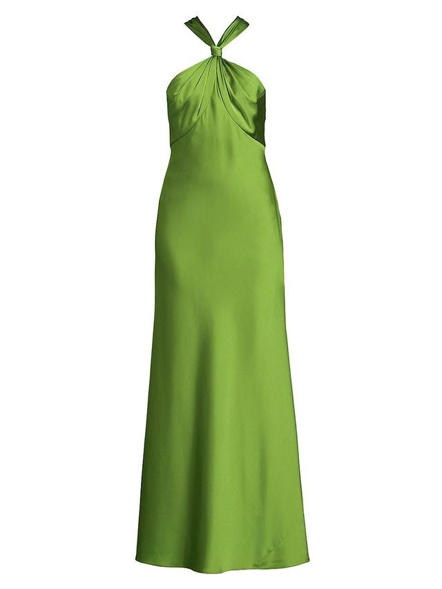 Womens Satin Halterneck Maxi Dress Product Image