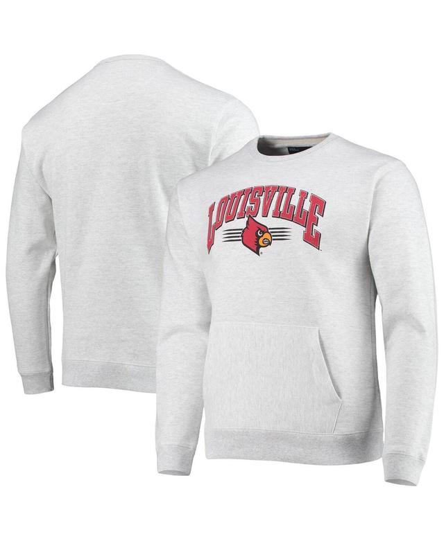 Mens League Collegiate Wear Heathered Gray Louisville Cardinals Upperclassman Pocket Pullover Sweatshirt Product Image