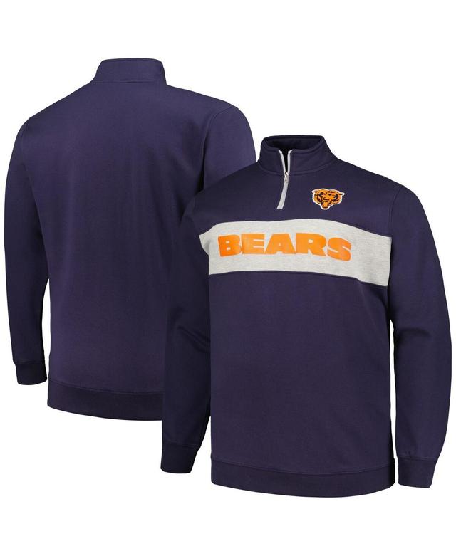 Mens Profile Chicago Bears Big & Tall Fleece Quarter-Zip Jacket Blue Product Image