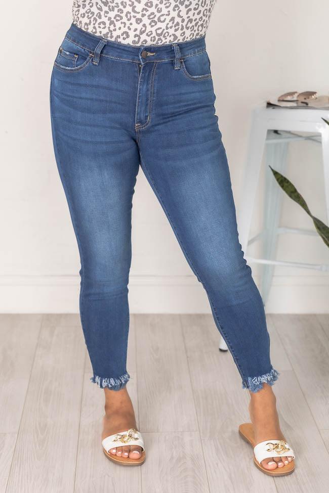 Mary Frayed Edge Medium Wash Skinny Jeans FINAL SALE Product Image