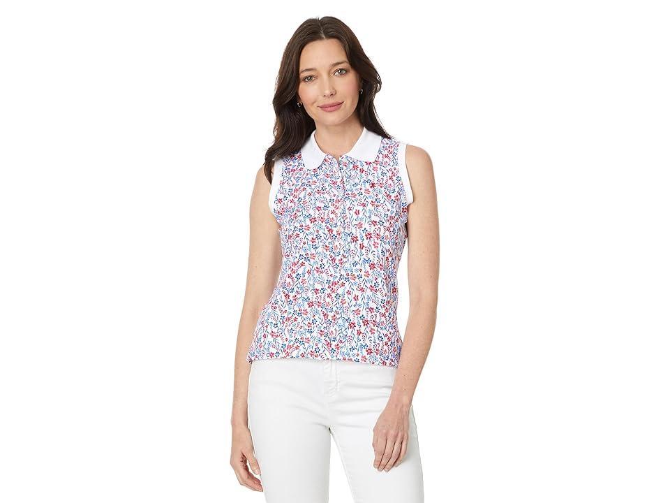 Tommy Hilfiger Sleeveless Ditsy Floral Polo (Bright /Scarlet) Women's Clothing Product Image